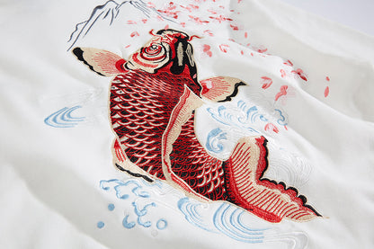 KH9197 Red Koi Embroidery Hoodie