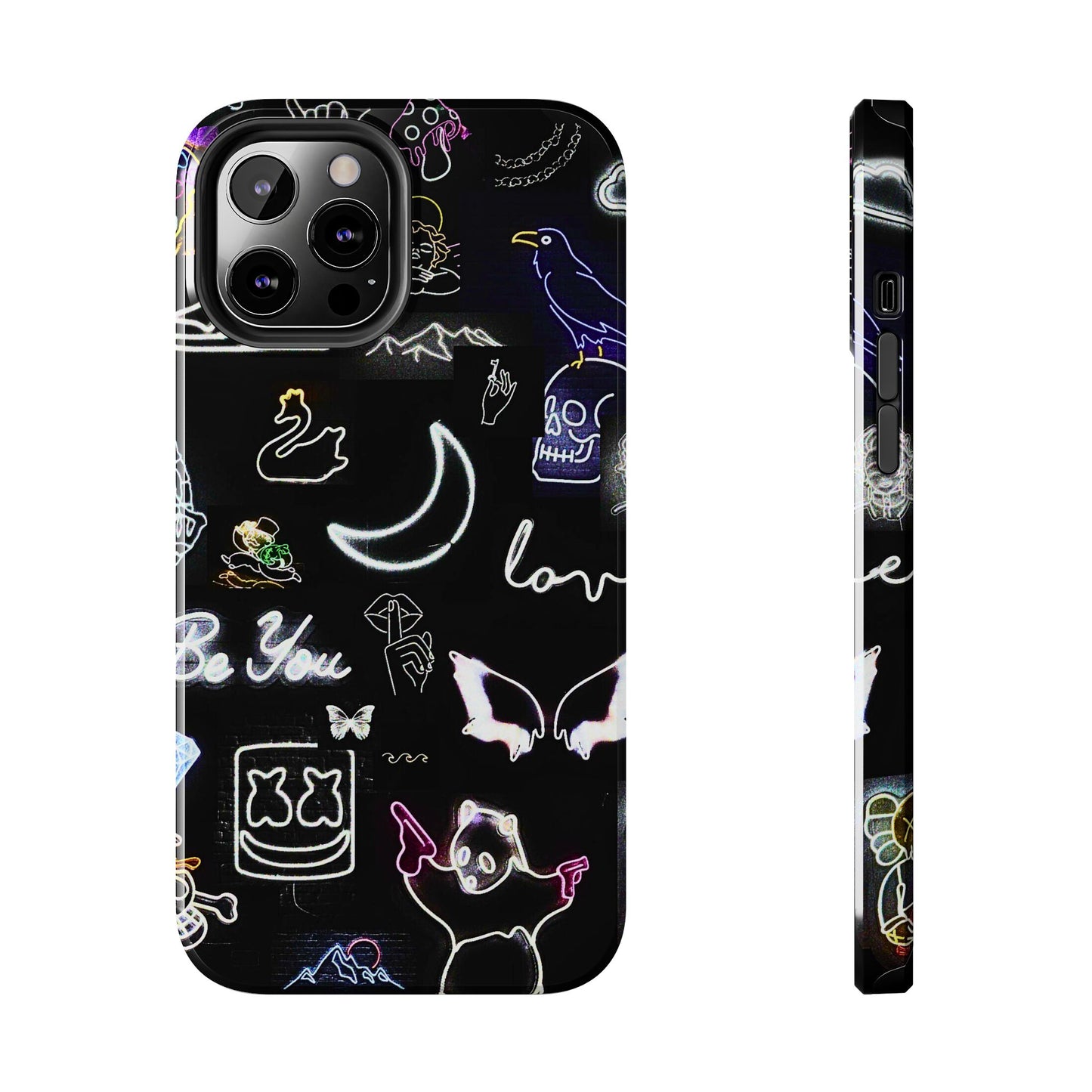 Funda resistente para teléfono estilo neón blanco | Estética
