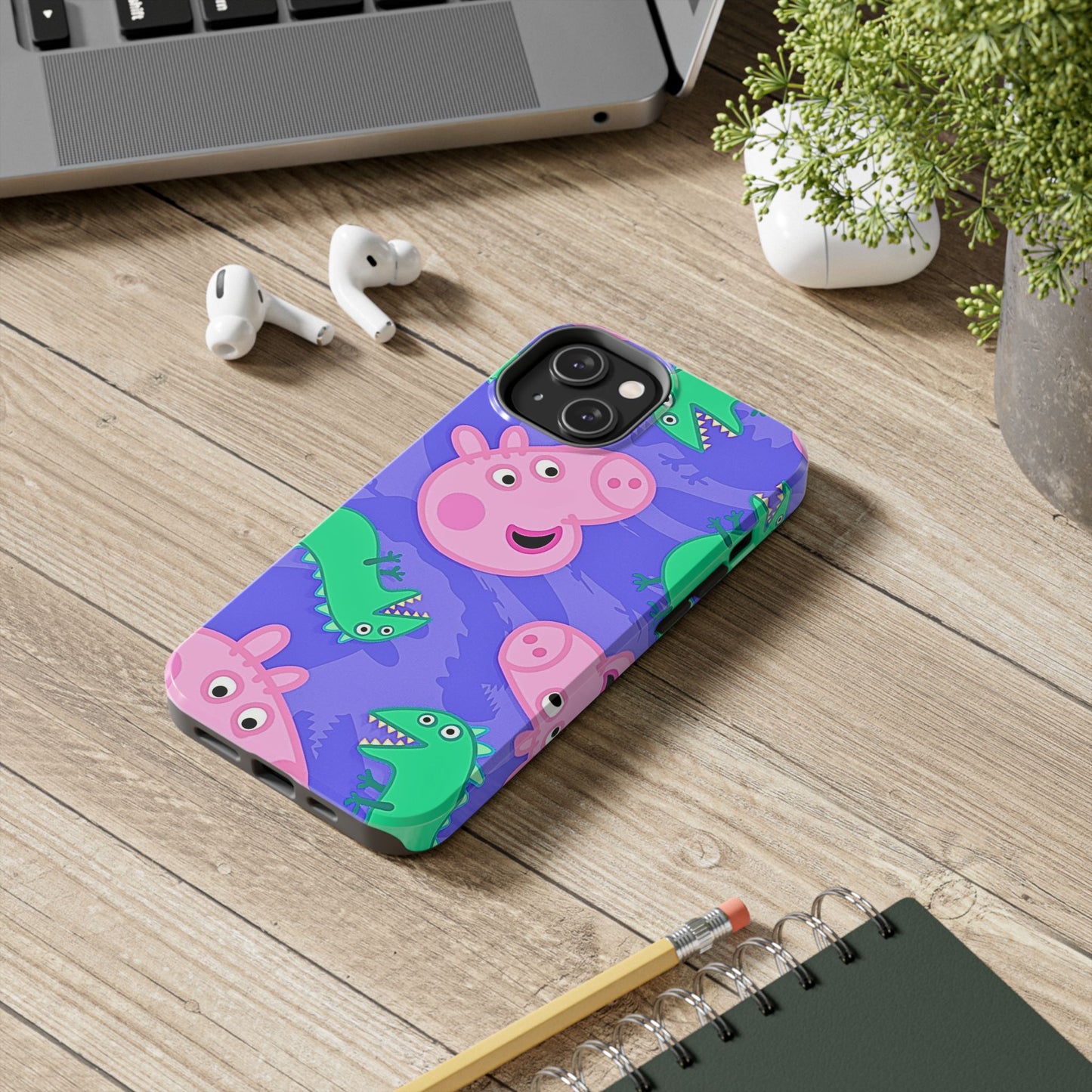 Peppa Pig & George Dinosaur Pattern Tough Phone Case | Cartoons - Peppa Pig