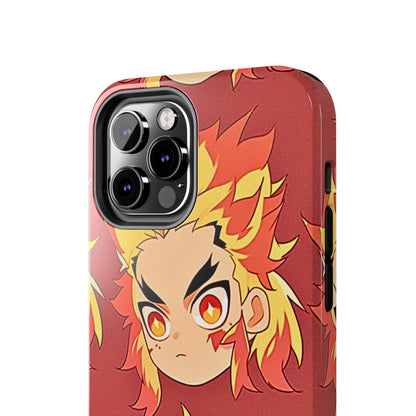 Rengoku Head Pattern Dark Orange Tough Phone Case | Anime - Demon Slayer