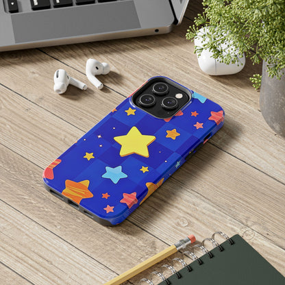 Funda resistente para teléfono con estampado de estrellas vibrantes y preppy | Estética