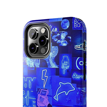 Blue Neon Style Tough Phone Case | Aesthetic