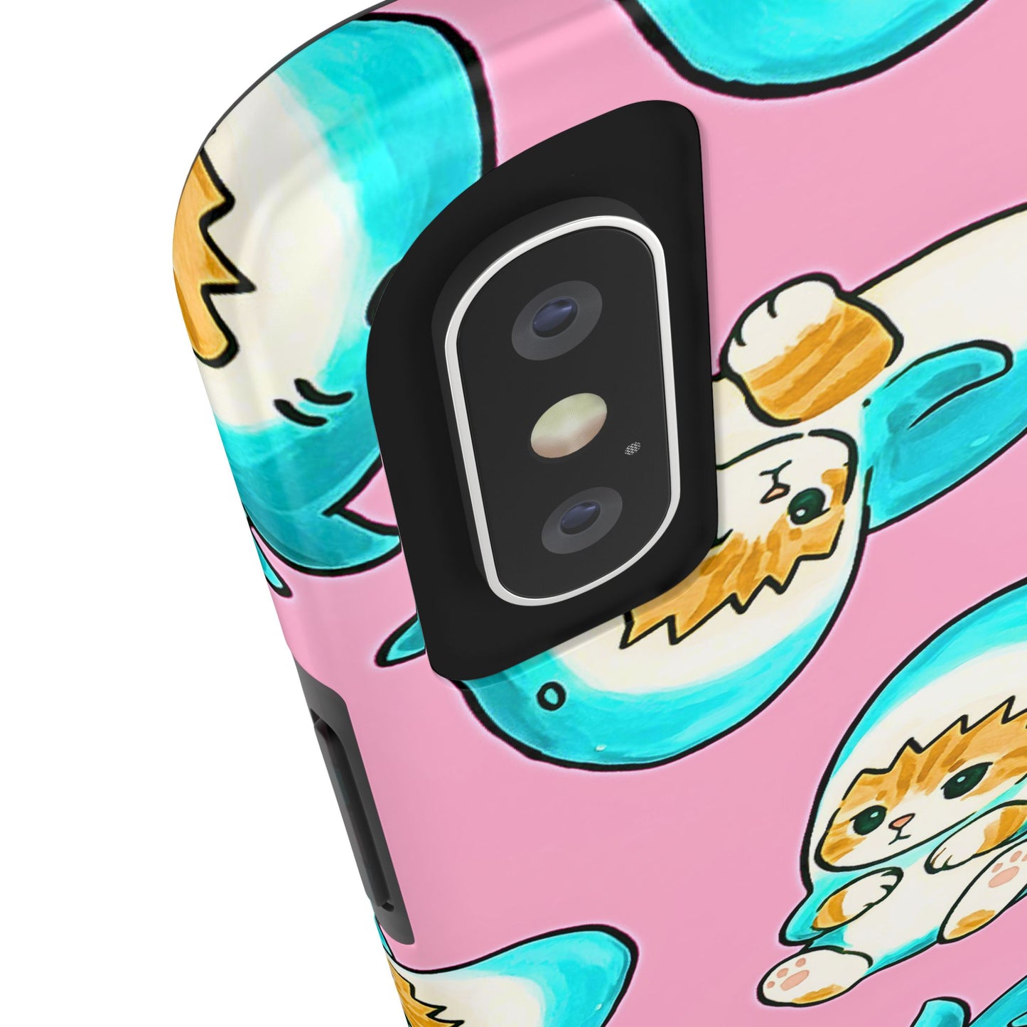 Pink Cute Shark Cats Pattern Tough Phone Case | Animals