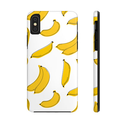 Bold Yellow Banana Pattern Minimal Line Art Tough Phone Case | Food
