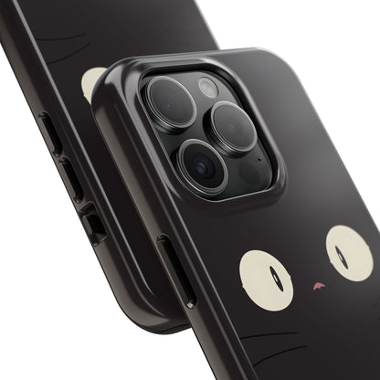 Adorable Black Cat Face and Eyes Minimal Tough Phone Case | Animals