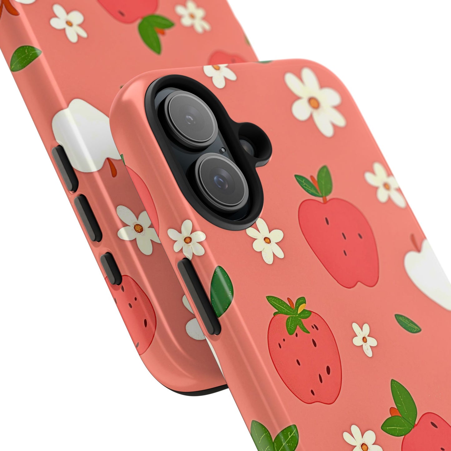 Strawberry Apple Flower Pattern Pink Tough Phone Case | Aesthetic