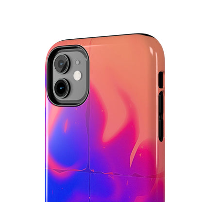 Funda resistente para teléfono con diseño de llamas, degradado abstracto y resplandor del atardecer | Estética