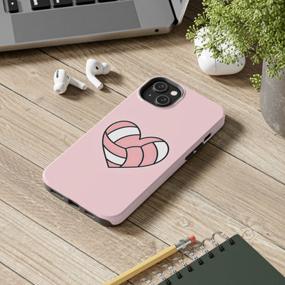 Pink Volleyball Heart Tough Phone Case | Aesthetic