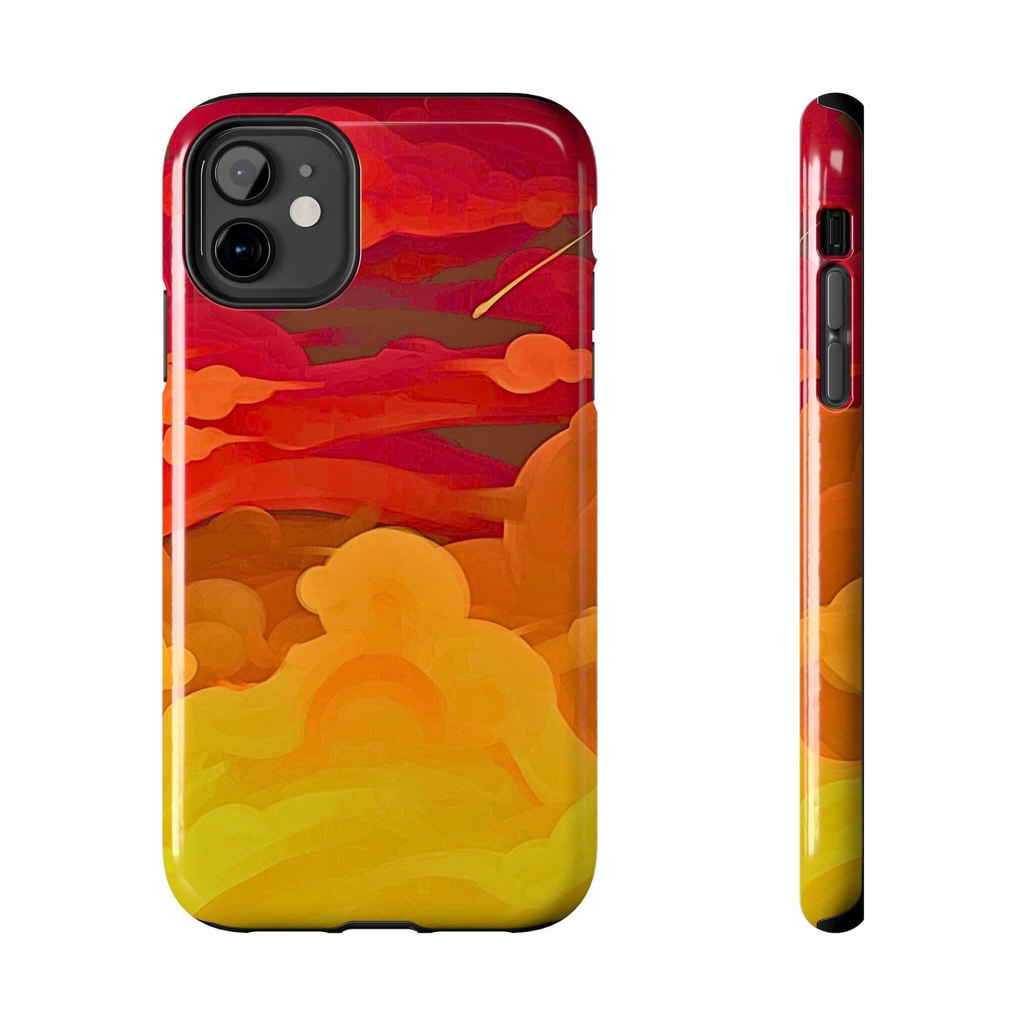 Funda resistente para teléfono con diseño de nubes rojas y naranjas | Estética