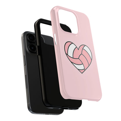 Pink Volleyball Heart Tough Phone Case | Aesthetic