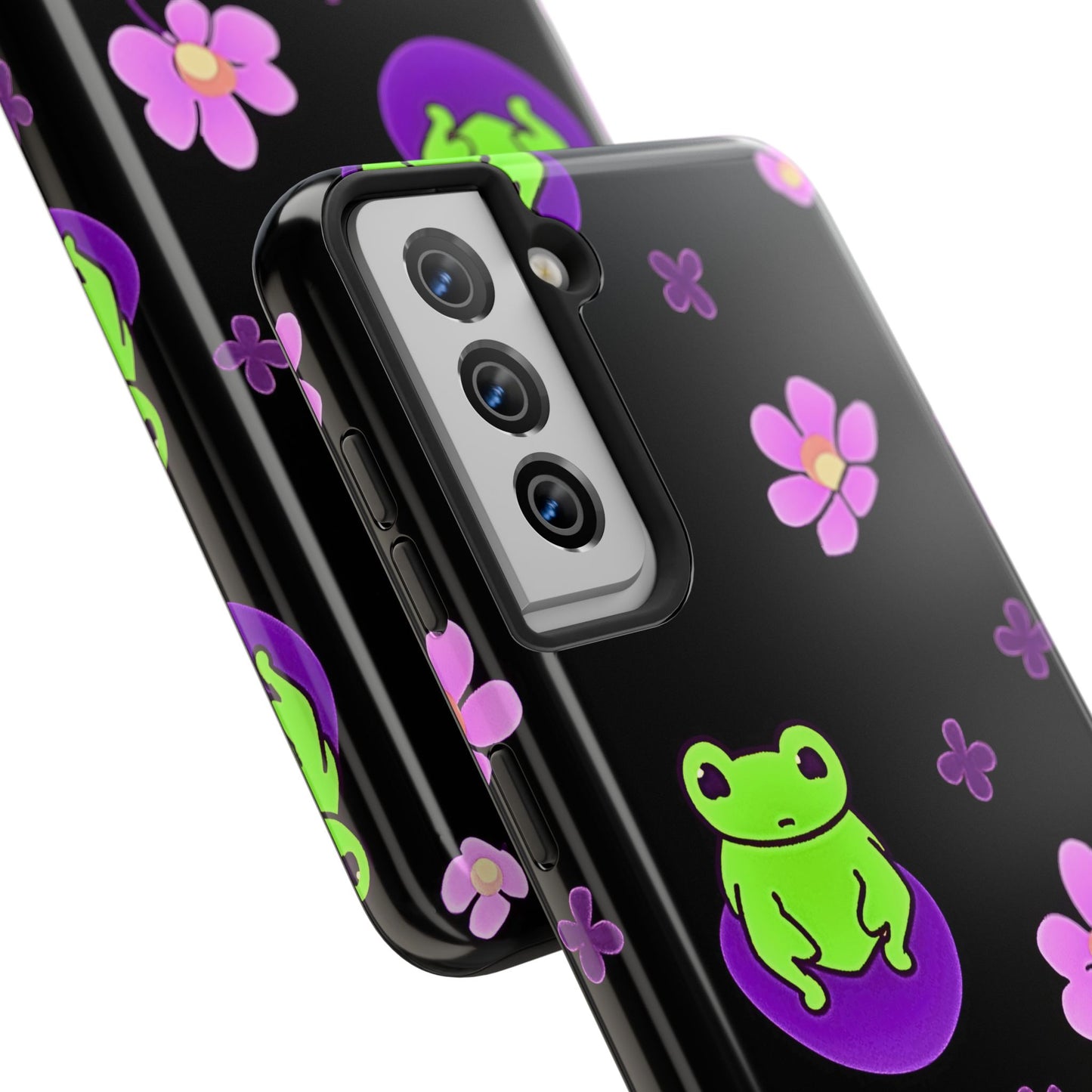 Cute Frog & Pink Flowers Pattern Style Tough Phone Case | Animals
