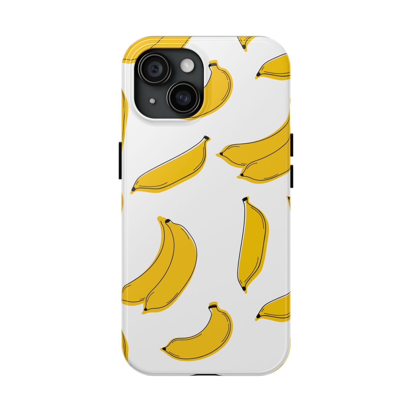 Bold Yellow Banana Pattern Minimal Line Art Tough Phone Case | Food