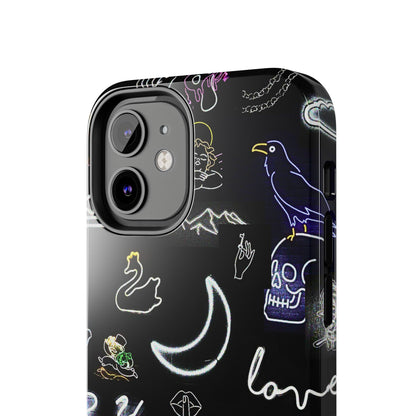 Funda resistente para teléfono estilo neón blanco | Estética