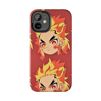 Rengoku Head Pattern Dark Orange Tough Phone Case | Anime - Demon Slayer