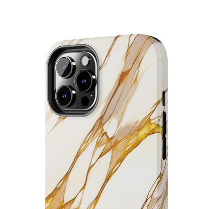 Funda/Cubierta resistente para teléfono con textura de mármol dorado de lujo | Estética