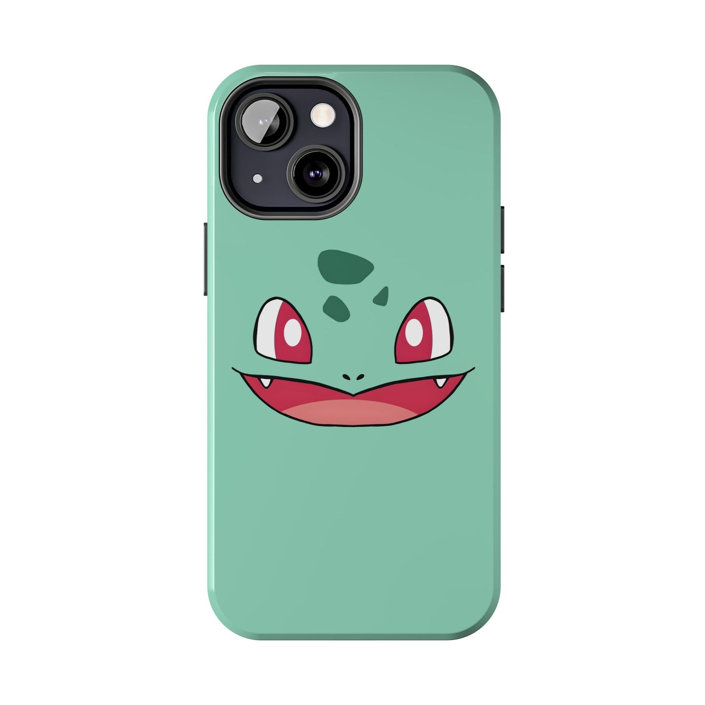 Green Leaf Dino Smile Red Eyes Cute Creature Tough Phone Case | Anime