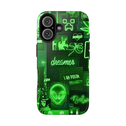 Green Neon Style Tough Phone Case | Aesthetic