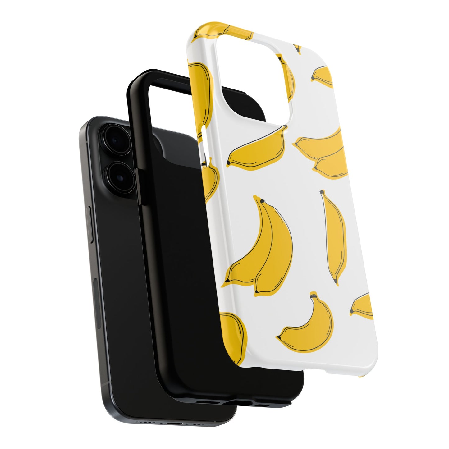 Bold Yellow Banana Pattern Minimal Line Art Tough Phone Case | Food