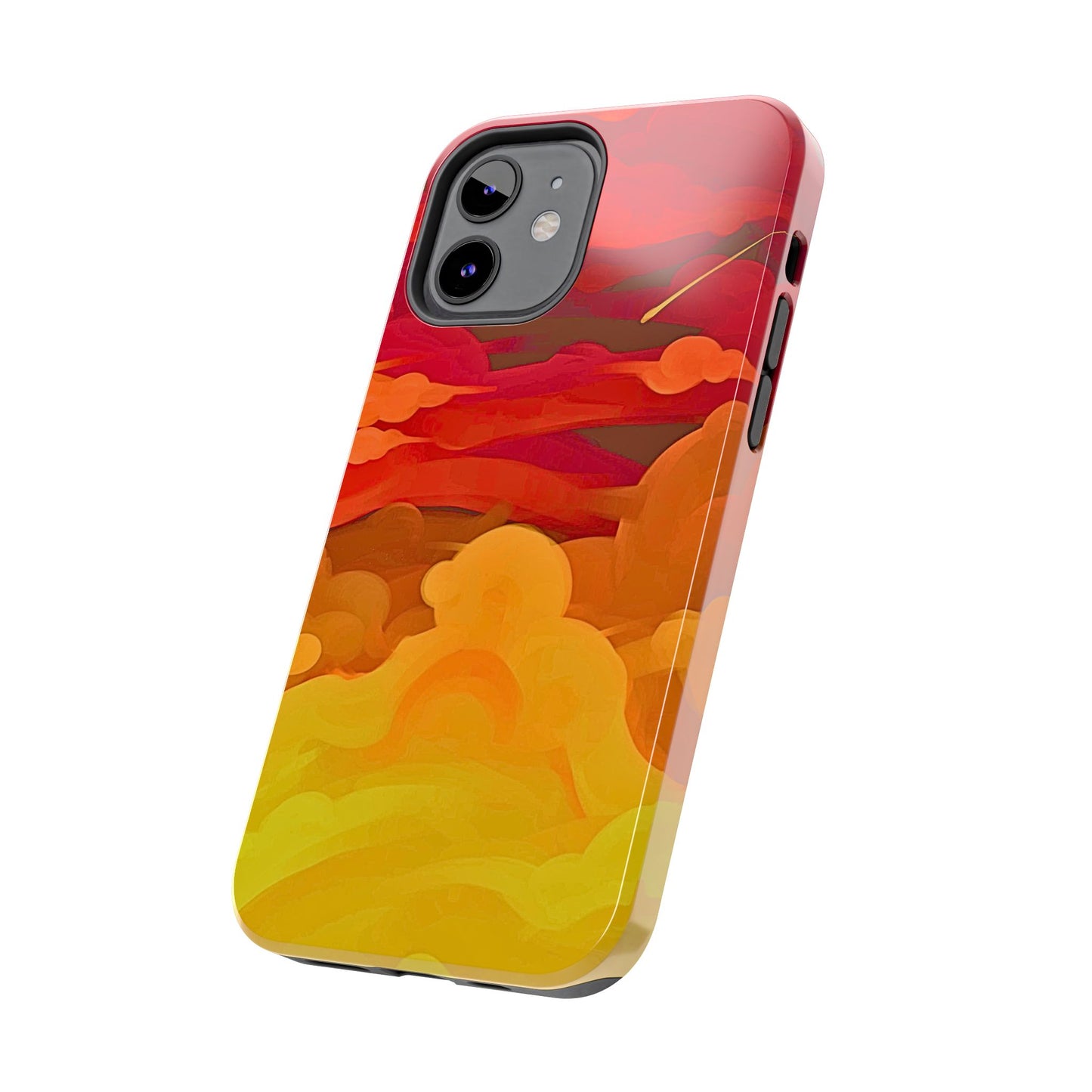 Funda resistente para teléfono con diseño de nubes rojas y naranjas | Estética