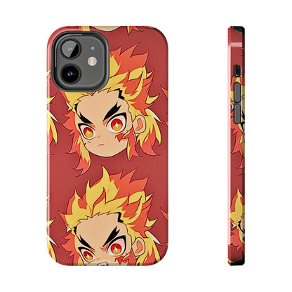 Rengoku Head Pattern Dark Orange Tough Phone Case | Anime - Demon Slayer