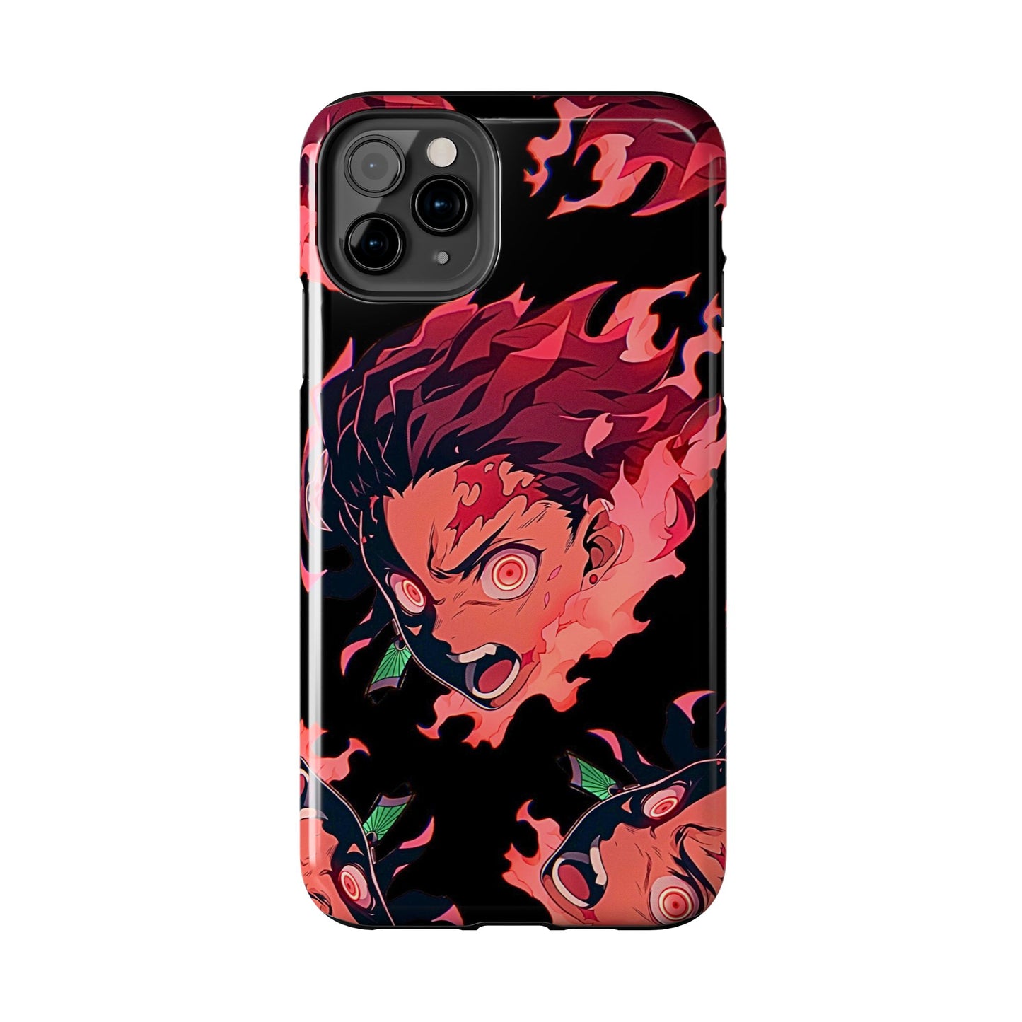 Tanjiro Kamado Flamed Style Black Tough Phone Case | Anime - Demon Slayer