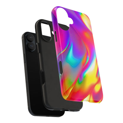 Funda resistente para teléfono con brillo metálico holográfico y estilo abstracto | Estética