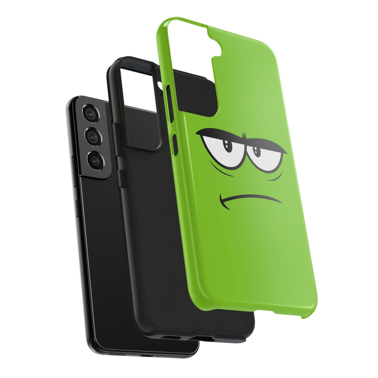 Grumpy Mood Face Green Background Funny Expression Tough Phone Case | Funny