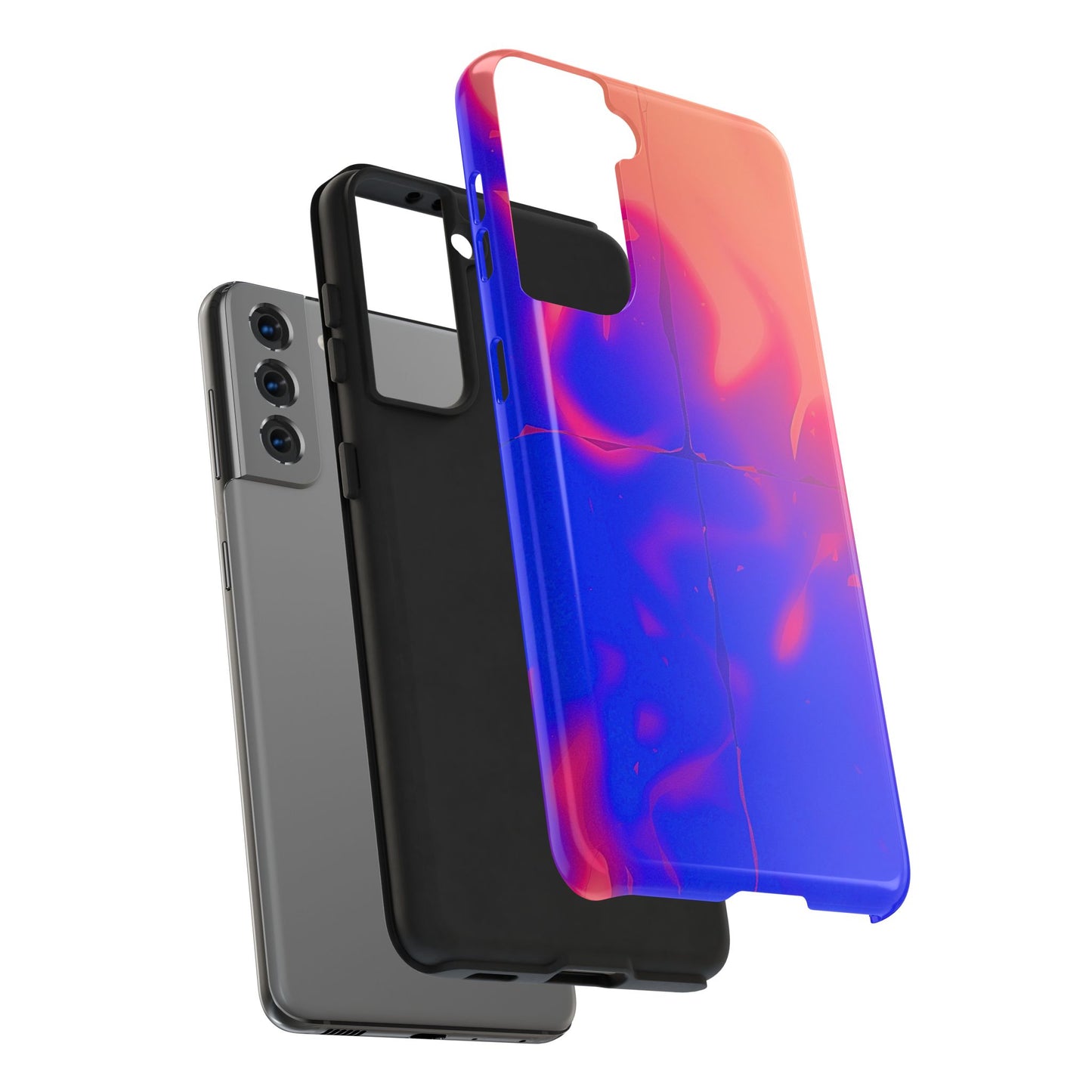 Funda resistente para teléfono con diseño de llamas, degradado abstracto y resplandor del atardecer | Estética