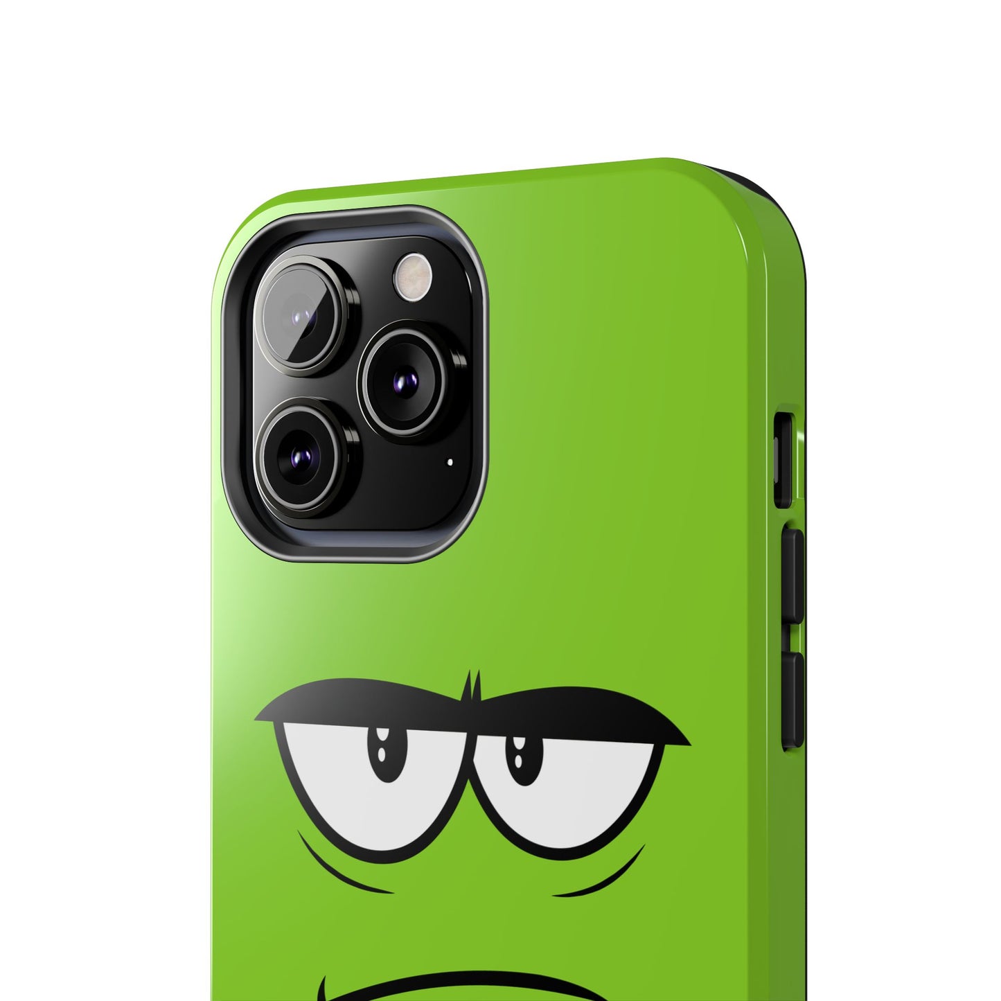 Grumpy Mood Face Green Background Funny Expression Tough Phone Case | Funny