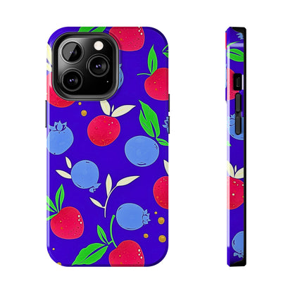 Funda resistente para teléfono con diseño de arándanos y fresas | Estética