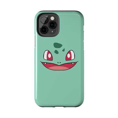 Green Leaf Dino Smile Red Eyes Cute Creature Tough Phone Case | Anime