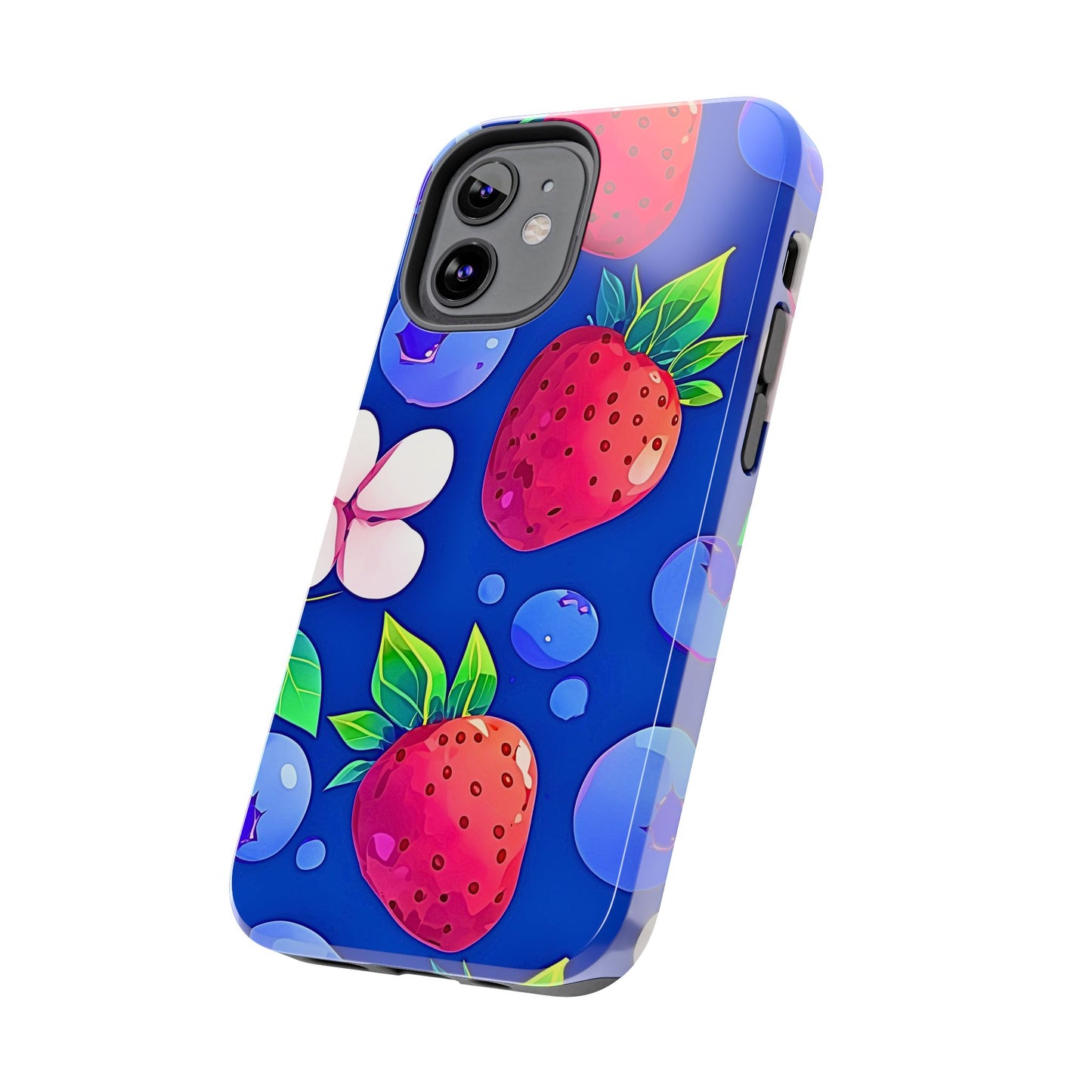 Cute Blueberry Strawberry Fruit Pattern Tough Phone Case | Aesthetic
