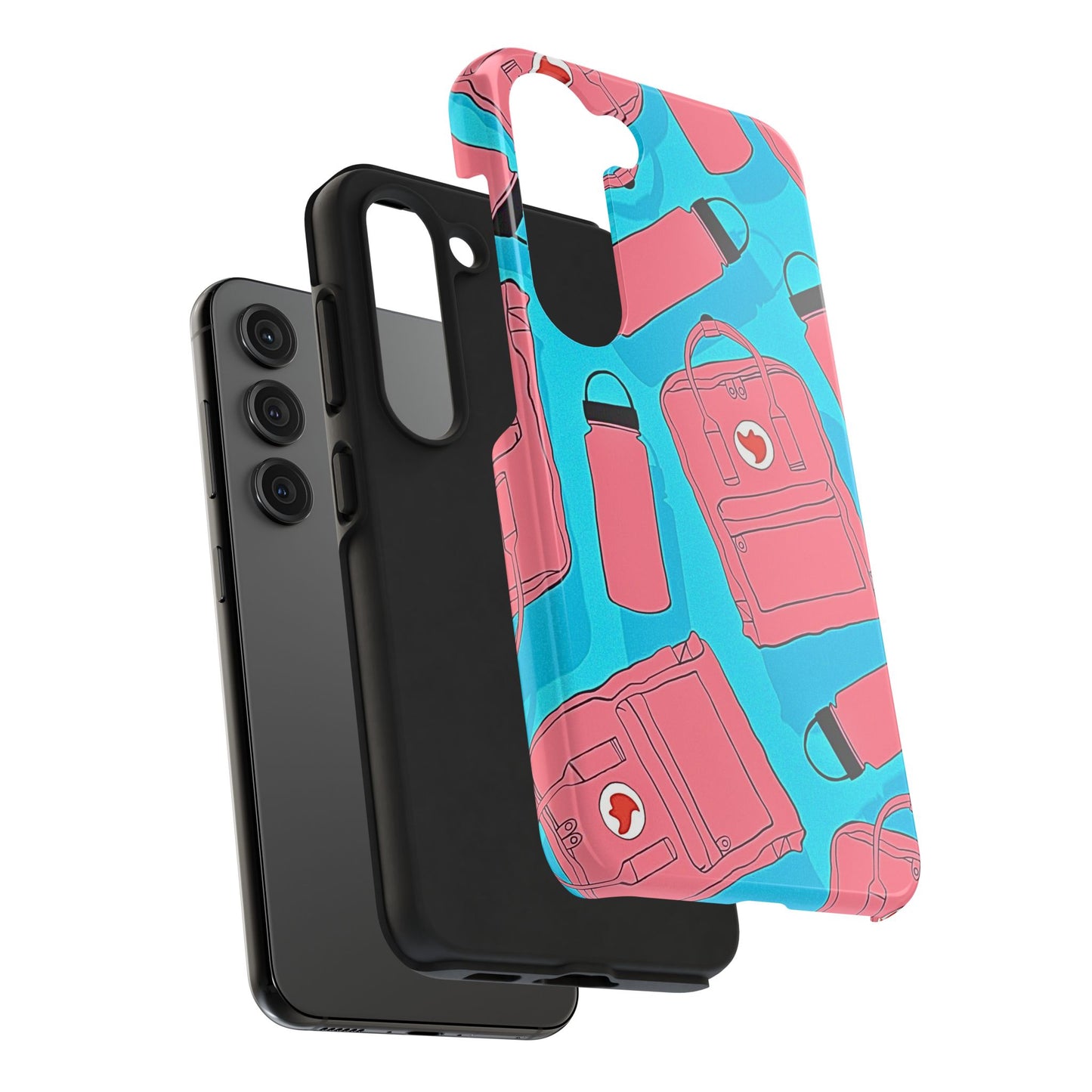 VSCO Kanken Backpack Water Bottle Pink & Blue Tough Phone Case | Aesthetic