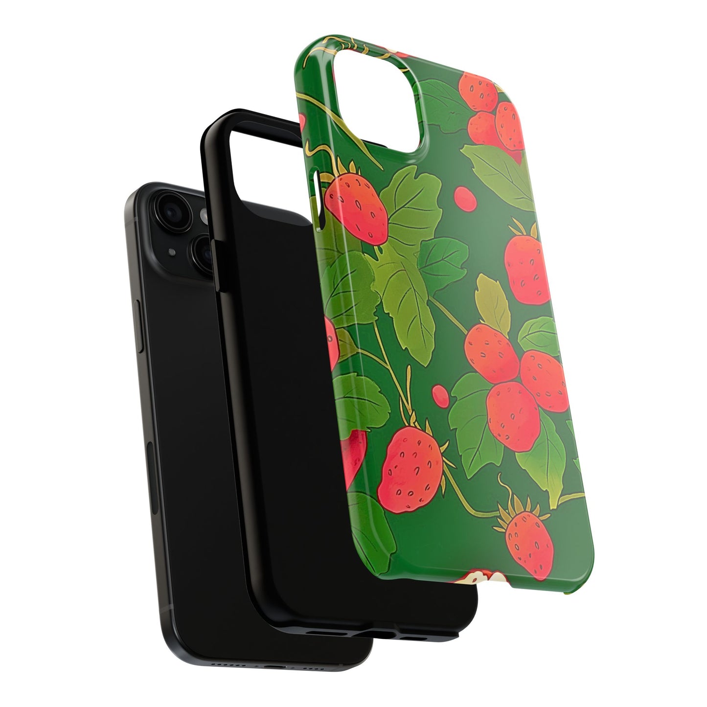 Dark Strawberry Pattern Preppy Tough Phone Case | Aesthetic