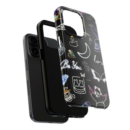 Funda resistente para teléfono estilo neón blanco | Estética