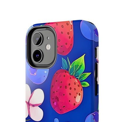 Cute Blueberry Strawberry Fruit Pattern Tough Phone Case | Aesthetic