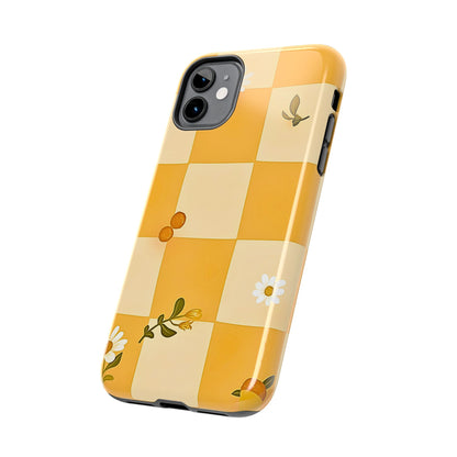 Yellow Checkered Preppy Daisies Tough Phone Case | Aesthetic