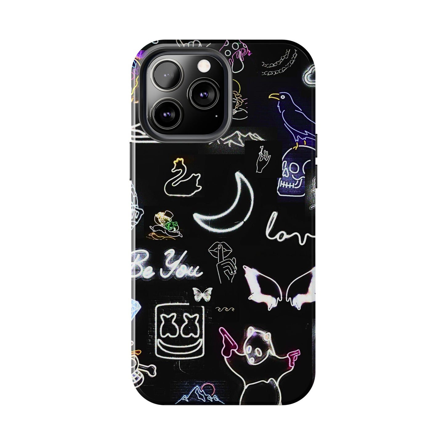 Funda resistente para teléfono estilo neón blanco | Estética