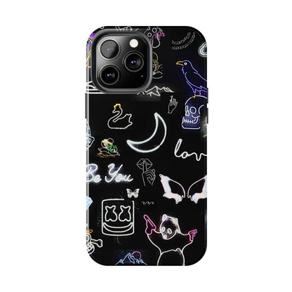 Funda resistente para teléfono estilo neón blanco | Estética