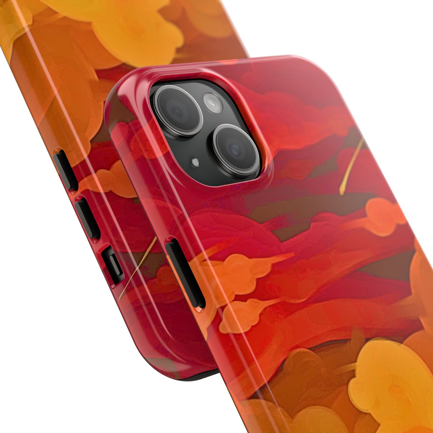 Funda resistente para teléfono con diseño de nubes rojas y naranjas | Estética