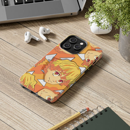 Zenitsu Agatsuma Haori Head Pattern Tough Phone Case | Anime - Demon Slayer