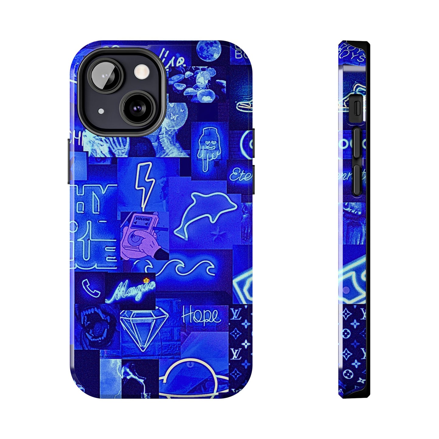 Blue Neon Style Tough Phone Case | Aesthetic