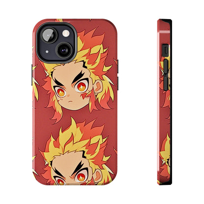 Rengoku Head Pattern Dark Orange Tough Phone Case | Anime - Demon Slayer