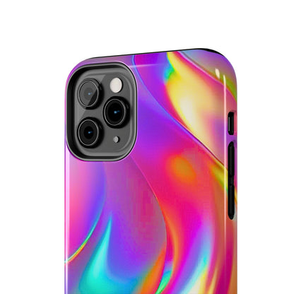 Funda resistente para teléfono con brillo metálico holográfico y estilo abstracto | Estética