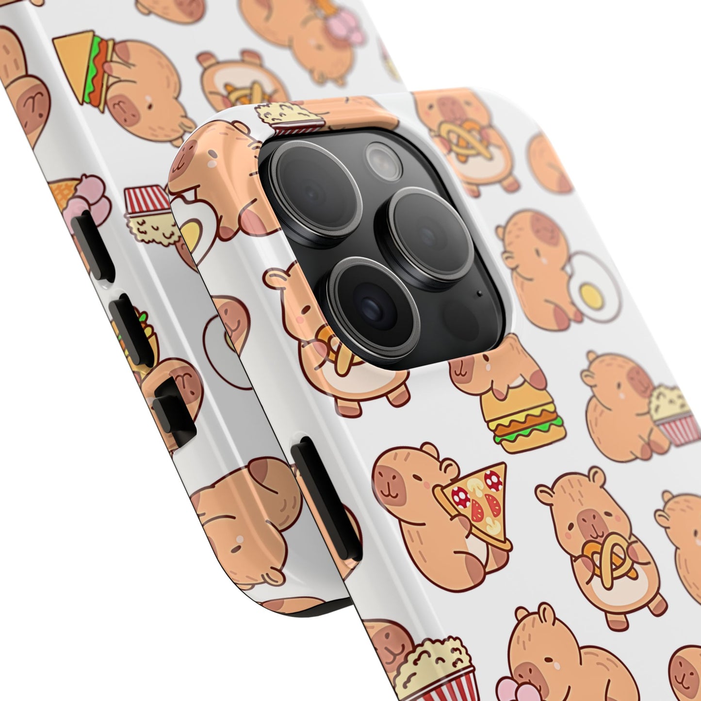 Cute Capybara Eating Pizza Ice Cream & Snacks Cartoon Food Tough Phone Case | Animals