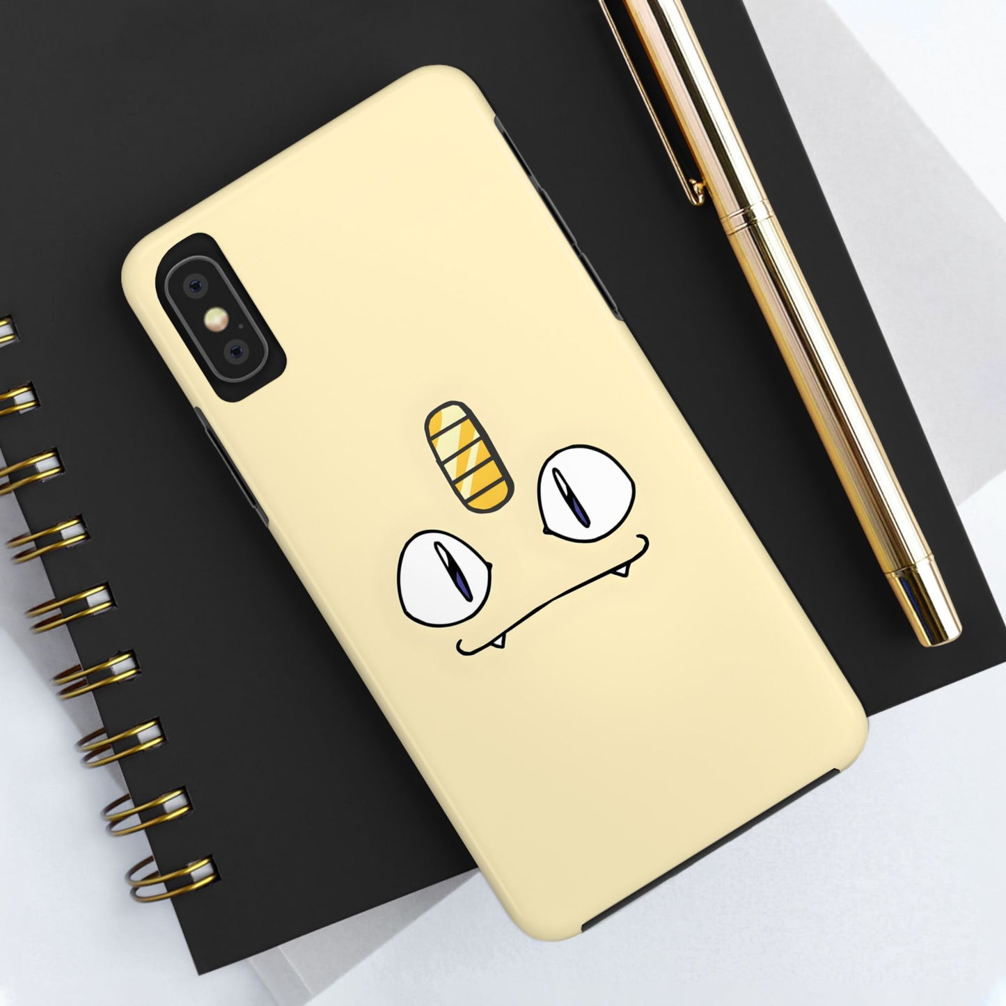 Cat Minimal Gold Coin Face Tough Phone Case | Anime