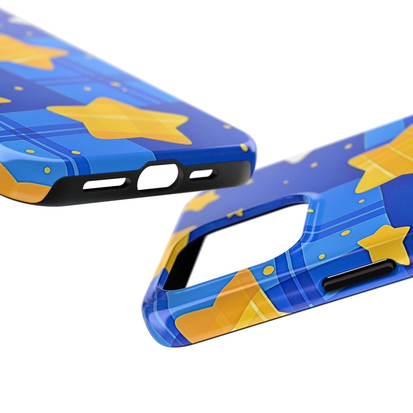 Funda resistente para teléfono con estampado de estrellas y cuadros preppy | Estética