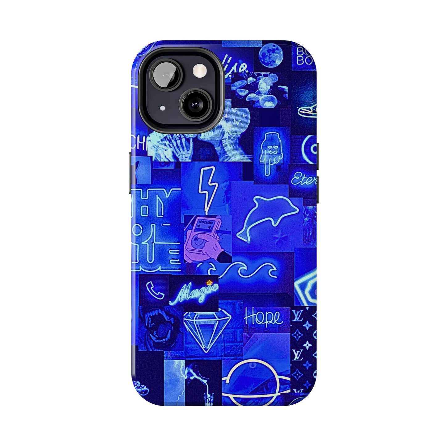 Blue Neon Style Tough Phone Case | Aesthetic