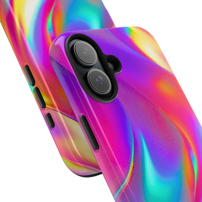 Funda resistente para teléfono con brillo metálico holográfico y estilo abstracto | Estética
