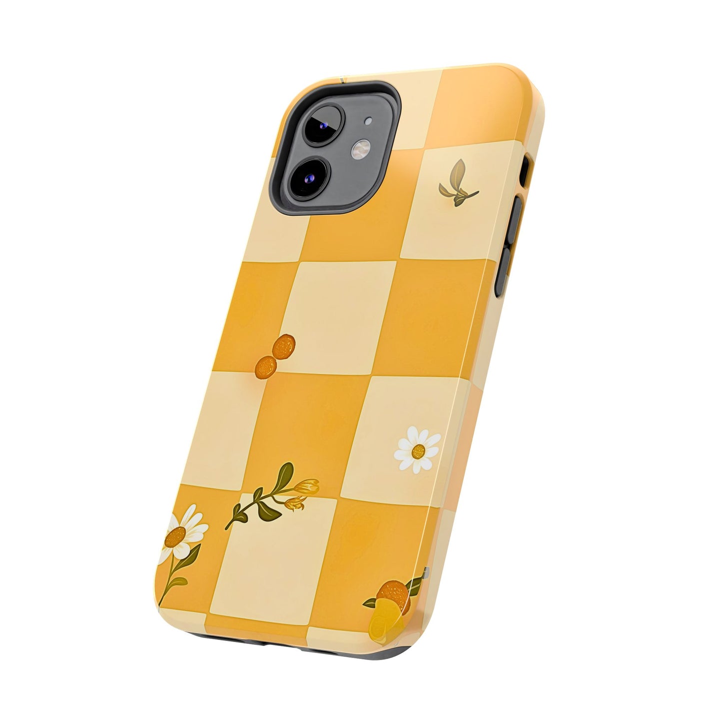 Yellow Checkered Preppy Daisies Tough Phone Case | Aesthetic